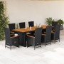Set de comedor de jardín 9 pzas y cojines ratán sintético negro en Conjuntos de jardín | Comprar online en Foru.es