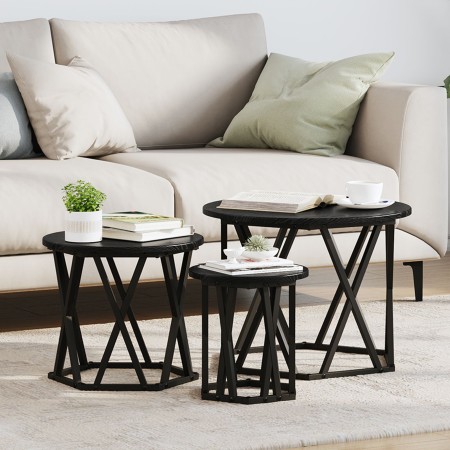 Mesas Laterales Apilables 3 pcs Negro Madera de Roble Ingenierizada de , Mesas de centro - Ref: Foro24-868255, Precio: 77,40 ...
