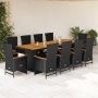 Set de comedor jardín 11 pzas con cojines ratán sintético negro en Conjuntos de jardín | Comprar online en Foru.es