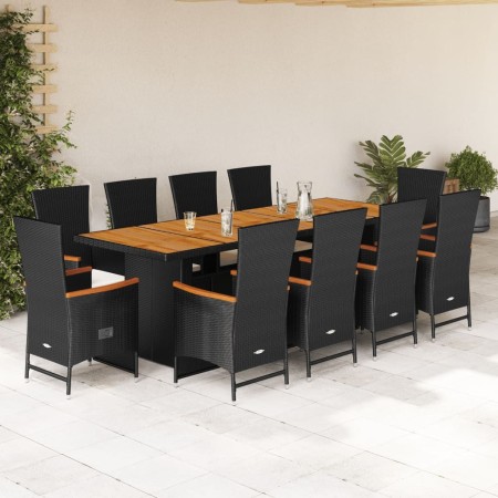 Set de comedor jardín 11 pzas con cojines ratán sintético negro en Conjuntos de jardín | Comprar online en Foru.es