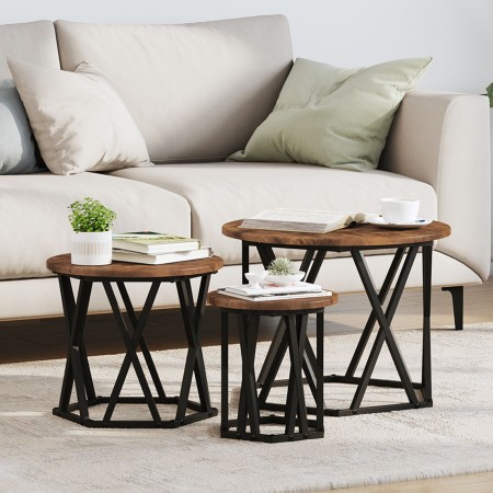 Mesas Auxiliares Nesting 3 pcs Madera de Roble Ahumada de , Mesas de centro - Ref: Foro24-868257, Precio: 73,77 €, Descuento: %