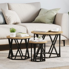 Mesas Laterales Apilables 3 pcs de Madera de Roble Artesanal de , Mesas de centro - Ref: Foro24-868260, Precio: 72,79 €, Desc...