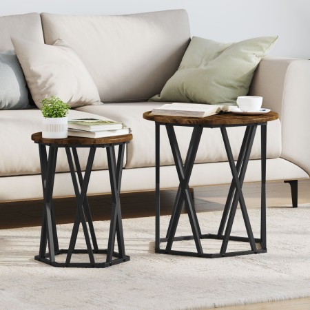 Mesas Laterales 2 pcs de Madera de Roble Ahumado de , Mesas de centro - Ref: Foro24-868263, Precio: 61,75 €, Descuento: -5%%