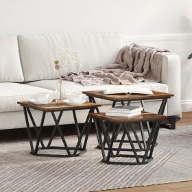 Mesitas de noche 3 pcs Madera de roble ahumada de , Mesas de centro - Ref: Foro24-868281, Precio: 65,78 €, Descuento: -5%%