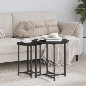 Juego de 2 Mesas Laterales en Madera de Roble Negro y Metal de , Mesas auxiliares - Ref: Foro24-869696, Precio: 49,62 €, Desc...