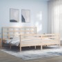 Estructura de cama con cabecero madera maciza 200x200 cm de vidaXL, Camas y somieres - Ref: Foro24-3194006, Precio: 142,86 €,...