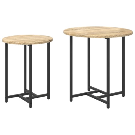 Mesa auxiliar  de 2 piezas en madera de roble sonoma y metal | Foro24.es | Tu tienda online para hogar, jardín y más Foro24.es