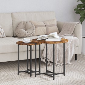 Mesa Lateral 2 pcs Madera de Roble Ahumada, Madera Ingenierizada y Metal de , Mesas auxiliares - Ref: Foro24-869698, Precio: ...
