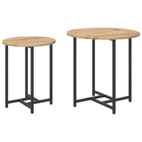Mesa Lateral de 2 pcs en Madera de Roble Artisan y Metal de , Mesas auxiliares - Ref: Foro24-869701, Precio: 47,92 €, Descuen...