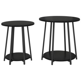 Mesa Lateral 2 pcs Negra de Madera y Metal de , Mesas auxiliares - Ref: Foro24-869702, Precio: 70,79 €, Descuento: -5%%