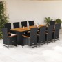 Set de comedor jardín 11 pzas con cojines ratán sintético negro en Conjuntos de jardín | Comprar online en Foru.es