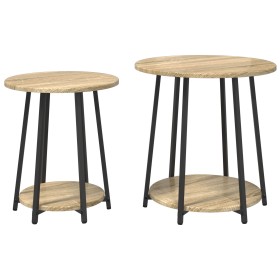 Mesa auxiliar de 2 piezas en madera de roble sonoma y metal de , Mesas auxiliares - Ref: Foro24-869703, Precio: 66,85 €, Desc...