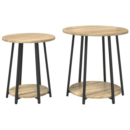 Mesa auxiliar de 2 piezas en madera de roble sonoma y metal de , Mesas auxiliares - Ref: Foro24-869703, Precio: 66,85 €, Desc...
