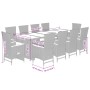 Set de comedor jardín 11 pzas con cojines ratán sintético negro en Conjuntos de jardín | Comprar online en Foru.es