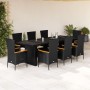 Set de comedor de jardín 9 pzas y cojines ratán sintético negro en Conjuntos de jardín | Comprar online en Foru.es