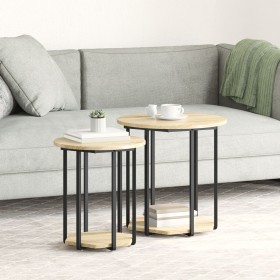 Mesa auxiliar de 2 piezas de madera de roble Sonoma y metal de , Mesas auxiliares - Ref: Foro24-869715, Precio: 69,24 €, Desc...