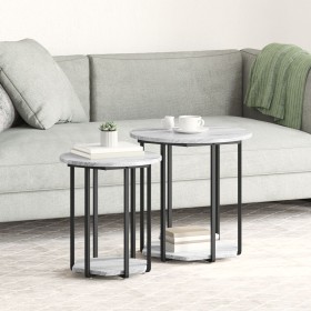 Mesa Lateral 2 pcs Gris Sonoma de Madera y Metal de , Mesas auxiliares - Ref: Foro24-869717, Precio: 72,48 €, Descuento: -5%%