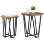 Mesa lateral de 2 piezas hecha de madera reciclada, tablero de madera y metal de , Mesas auxiliares - Ref: Foro24-869724, Pre...