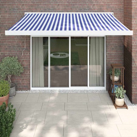 Toldo retráctil aluminio y tela azul y blanco 3x2,5 m de , Toldos - Ref: Foro24-3154521, Precio: 375,92 €, Descuento: -5%%