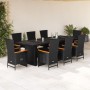 Set de comedor de jardín 9 pzas y cojines ratán sintético negro en Conjuntos de jardín | Comprar online en Foru.es