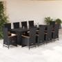 Set de comedor jardín 11 pzas con cojines ratán sintético negro en Conjuntos de jardín | Comprar online en Foru.es