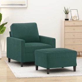 Sillón con taburete terciopelo verde oscuro 60 cm de , Sofás - Ref: Foro24-3201047, Precio: 220,73 €, Descuento: %