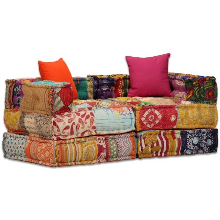 Puf modular de 2 plazas de tela patchwork de , Cojines para sillas y sofás - Ref: Foro24-244977, Precio: 293,01 €, Descuento: %