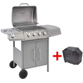 Barbacoa grill de gas 4+1 quemadores plateada de , Barbacoas - Ref: Foro24-273791, Precio: 280,04 €, Descuento: %