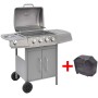 Barbacoa grill de gas 4+1 quemadores plateada de , Barbacoas - Ref: Foro24-273791, Precio: 280,04 €, Descuento: %