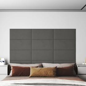 Paneles de pared 12 uds terciopelo gris oscuro 60x30 cm 2,16 m² de , Recubrimiento de paredes - Ref: Foro24-343864, Precio: 7...