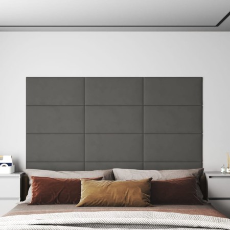 Paneles de pared 12 uds terciopelo gris oscuro 60x30 cm 2,16 m² de , Recubrimiento de paredes - Ref: Foro24-343864, Precio: 7...