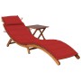 Tumbona de jardín con mesa y cojín madera maciza de acacia de , Tumbonas - Ref: Foro24-3061593, Precio: 203,63 €, Descuento: %