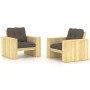 Silla de jardín cojines 2 uds gris taupe madera pino impregnada de , Sillas de jardín - Ref: Foro24-3065797, Precio: 406,49 €...