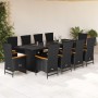 Set de comedor jardín 11 pzas con cojines ratán sintético negro en Conjuntos de jardín | Comprar online en Foru.es