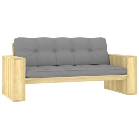 Banco de jardín y cojines gris madera de pino impregnada 179 cm de , Bancos de jardín - Ref: Foro24-3065757, Precio: 346,63 €...