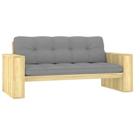 Banco de jardín y cojines gris madera de pino impregnada 179 cm de , Bancos de jardín - Ref: Foro24-3065757, Precio: 346,63 €...
