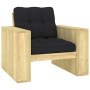 Silla de jardín y cojines negro madera pino impregnada de , Sillas de jardín - Ref: Foro24-3065748, Precio: 176,64 €, Descuen...