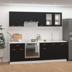 Juego de muebles de cocina 8 piezas madera de ingeniería negro de , Armarios de cocina - Ref: Foro24-3067648, Precio: 496,12 ...