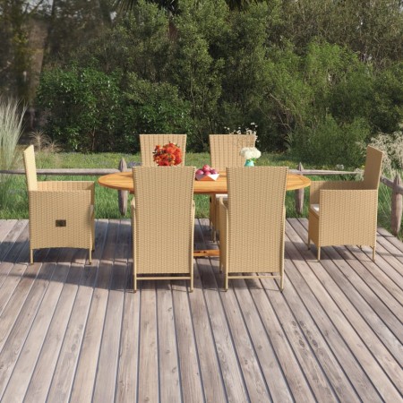 Juego de comedor de jardín 7 piezas ratán sintético beige de , Conjuntos de jardín - Ref: Foro24-3070768, Precio: 1,00 €, Des...