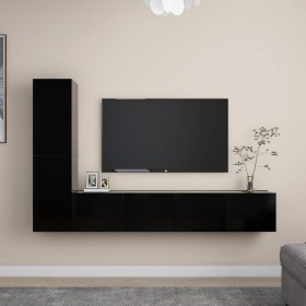 Set de muebles de salón TV 4 pzas madera de ingeniería negro de , Muebles TV - Ref: Foro24-3078779, Precio: 144,79 €, Descuen...