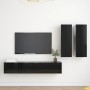 Set de muebles de salón TV 4 piezas madera de ingeniería negro de , Muebles TV - Ref: Foro24-3078791, Precio: 172,20 €, Descu...