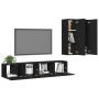 Set de muebles de salón TV 4 piezas madera de ingeniería negro de , Muebles TV - Ref: Foro24-3078791, Precio: 172,20 €, Descu...