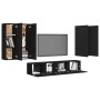 Set de muebles de salón TV 6 piezas madera ingeniería negro de , Muebles TV - Ref: Foro24-3078785, Precio: 253,82 €, Descuent...
