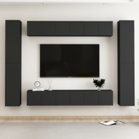 Set de muebles de salón TV 10 piezas madera ingeniería negro de , Muebles TV - Ref: Foro24-3078770, Precio: 401,25 €, Descuen...