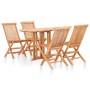 Set de comedor de jardín plegable 5 piezas madera maciza teca de , Conjuntos de jardín - Ref: Foro24-49003, Precio: 396,89 €,...
