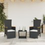 Set comedor de jardín 3 pzas con cojines ratán sintético negro en Conjuntos de jardín | Comprar online en Foru.es