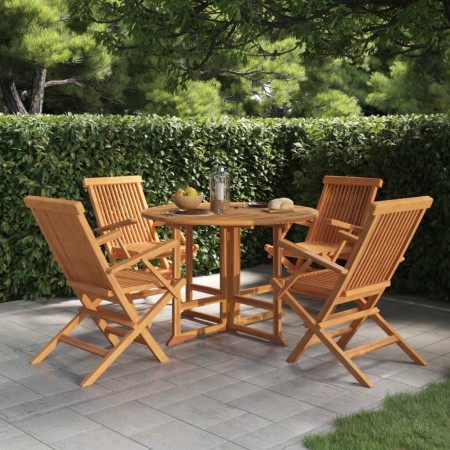 Set de comedor de jardín plegable 5 pzas madera maciza de teca de , Conjuntos de jardín - Ref: Foro24-3096572, Precio: 629,28...