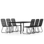 Juego de comedor para jardín 7 piezas negro de , Conjuntos de jardín - Ref: Foro24-3099171, Precio: 881,42 €, Descuento: %