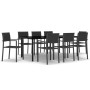 Juego de comedor para jardín 9 piezas negro de , Conjuntos de jardín - Ref: Foro24-3099268, Precio: 624,29 €, Descuento: %