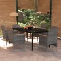 Juego de comedor de jardín 7 piezas con cojines gris y negro de , Conjuntos de jardín - Ref: Foro24-3099351, Precio: 603,44 €...